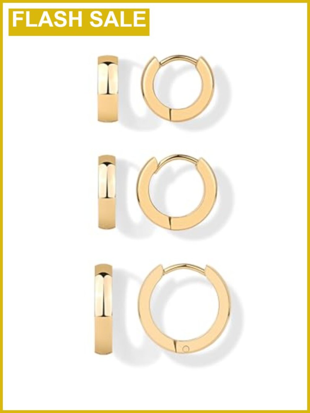 Waterproof CZ Hoop Earrings Set Stainless Steel Huggie Hoops